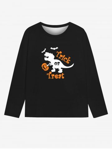 Gothic Pumpkin Dinosaur Bat Letters Print Halloween T-shirt For Men - BLACK - XL