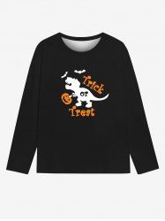 T-shirt D'Halloween Gothique Lettre Chauve-souris Dinosaure Citrouille Imprimés pour Homme - Noir XL