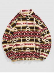 Ethnic Tribal Aztec Printed Fluffy Sweatshirt -  