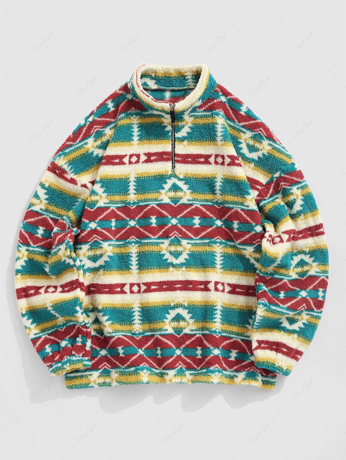 Cheap Ethnic Tribal Aztec Printed Fluffy Sweatshirt  