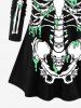 T-shirt D'Halloween 3D Squelette Imprimé de Grande Taille avec Sang à Manches Longues - Noir 6X