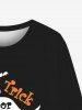 T-shirt D'Halloween Gothique Lettre Chauve-souris Dinosaure Citrouille Imprimés pour Homme - Noir 6XL