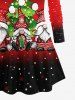 T-shirt Père Noël et Sapin Imprimé en Blocs de Couleurs de Grande Taille - Rouge 1X