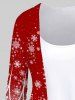 Plus Size Christmas Ombre Colorblock Snowflake Floral Figure Print 2 In 1 Tee -  