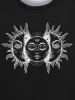 Sweat à Capuche Homme Gothique Imprimé Visage de Soleil à Col Rond - Noir 4XL