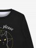 Gothic Cat Pentagram Letters Print Sweatshirt For Men -  