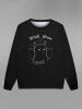 Gothic Cat Pentagram Letters Print Sweatshirt For Men -  