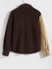 Men's Two Tone Colorblock Flap Pocket Button Front Fuzzy Fleece Jacket -  