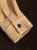 Men's Two Tone Colorblock Flap Pocket Button Front Fuzzy Fleece Jacket -  