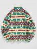 Ethnic Tribal Aztec Printed Fluffy Sweatshirt -  