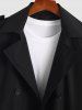 Lapel Collar Belted Pocket Double-breasted Solid Color Trench Coat -  