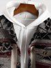 Veste à Imprimé Aztèque en Fausse Fourrure avec Boutons Design Poche à Rabat pour Hommes - café lumière XXL