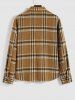 Men's Casual Plaid Pattern Flap Pocket Button Front Woolen Jacket -  