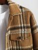 Men's Casual Plaid Pattern Flap Pocket Button Front Woolen Jacket -  