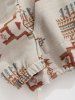 Aztec Print Woolen Kangaroo Pocket Quarter Zip Pullover Sweatshirt -  