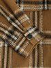 Men's Casual Plaid Pattern Flap Pocket Button Front Woolen Jacket -  