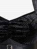 Robe Corset Ligne A Fleur Gaufrée Panneau en Cuir PU de Grande Taille à Volants - Noir 4X | US 26-28