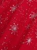 Plus Size Christmas Snowflake Silver Stamping Lace Trim Sheer Mesh Bell Sleeve T-shirt -  