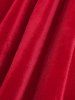 Robe de Noël Plissée Jointive Cœur avec Bouton de Grande Taille en Velours - Rouge 4X | US 26-28
