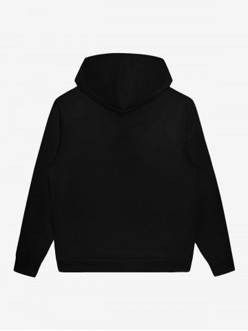 Gothic Skeleton Hand Print Zipper Pockets Drawstring Halloween Hoodie For Men