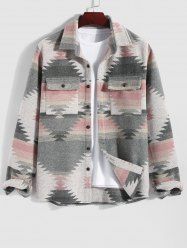 Tribal Geometric Ethnic Aztec Printed Blend Wool Jacket -  