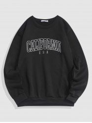 Streetwear California Letter Print Fleece-lined Sweatshirt -  