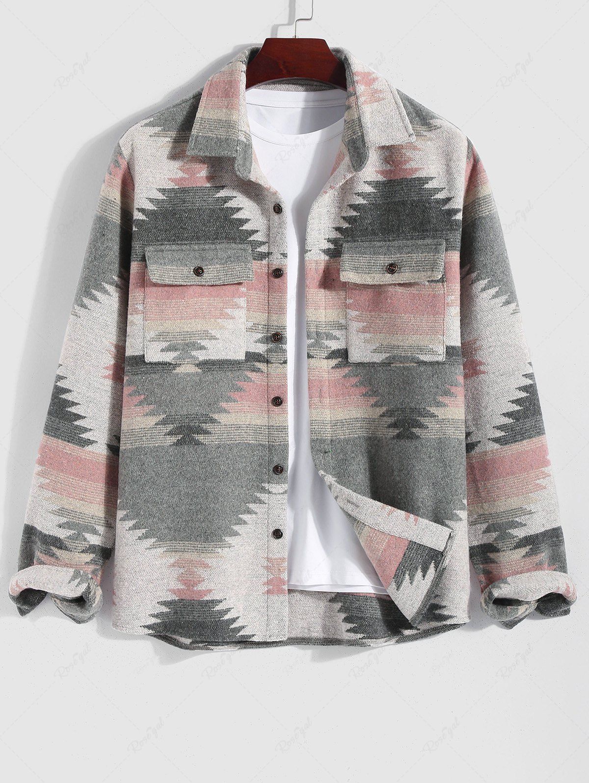 Hot Tribal Geometric Ethnic Aztec Printed Blend Wool Jacket  