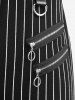 Gothic Zipper Striped PU Panel Buckle Rings Grommet Flare Pants -  