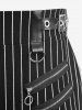 Gothic Zipper Striped PU Panel Buckle Rings Grommet Flare Pants -  