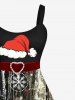 Robe Flocon de Neige et Père Noël Imprimés de Grande Taille à Paillettes - Noir XS