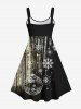 Plus Size Christmas Ball Snowflake Santa Hat Glitter Print Tank Dress -  