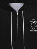 Gothic Ghost Letters Print Zipper Pockets Drawstring Hoodie For Men -  