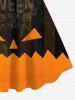 Plus Size 3D Pumpkin Letters Buckle Print Halloween Tank Dress -  