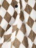 Men's Colorblock Argyle Pattern Button Front Fluffy Teddy Fleece Jacket -  