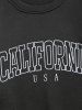 Streetwear California Letter Print Fleece-lined Sweatshirt -  
