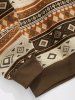 Men's Ethnic Aztec Geometric Jacquard Flocking Quarter Zip Stand Collar Woolen Pullover Sweatshirt -  