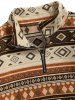 Men's Ethnic Aztec Geometric Jacquard Flocking Quarter Zip Stand Collar Woolen Pullover Sweatshirt -  