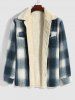 Men's Plaid Pattern Front Pocket Thermal Fluffy Fleece-lined Jacket -  
