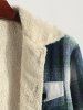 Men's Plaid Pattern Front Pocket Thermal Fluffy Fleece-lined Jacket -  