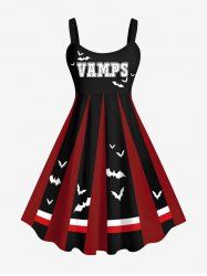 Plus Size Halloween Bat Letters Print Tank Dress -  