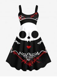 Plus Size Skull Heart Print Halloween Tank Dress -  