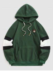Casual Fleece Fluffy Colorblock Cartoon Bear Applique Hoodie -  