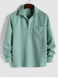 Chemise Manches Longues à Demi-Bouton en Velours Côtelé - Vert clair S