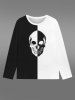 T-shirt Imprimé Crâne Halloween à Deux Tons 3D pour Homme - Noir M