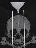 Sweat à Capuche Gothique Imprimé Crâne 3D avec Poches Zippées à Corde pour Homme - Noir 8XL