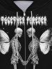Gothic 3D Skeleton Butterfly Print Zipper Pockets Drawstring Halloween Hoodie For Men -  