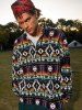 Ethnic Tribal Aztec Printed Fluffy Sweatshirt -  
