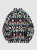 Ethnic Tribal Aztec Printed Fluffy Sweatshirt -  