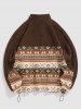 Men's Ethnic Aztec Geometric Printed Zip Fly Fluffy Teddy Fleece Spliced Jacket -  