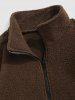Men's Ethnic Aztec Geometric Printed Zip Fly Fluffy Teddy Fleece Spliced Jacket -  